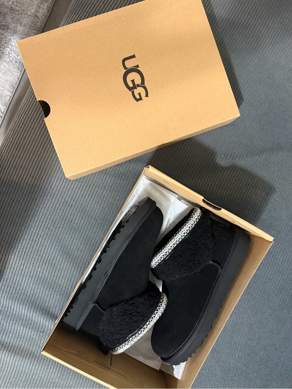UGG Black Treaded Slip-On Sole Boot